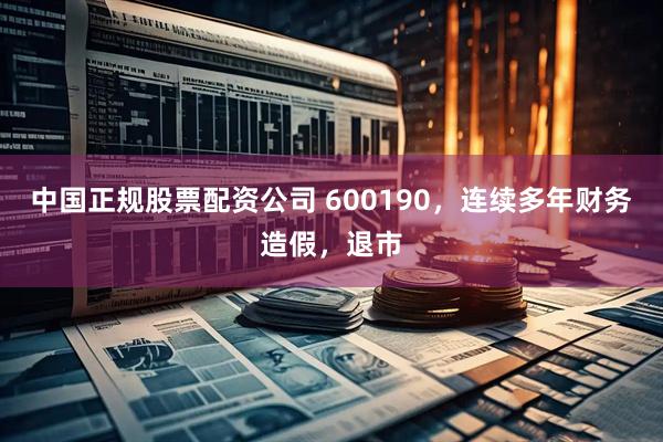 中国正规股票配资公司 600190，连续多年财务造假，退市